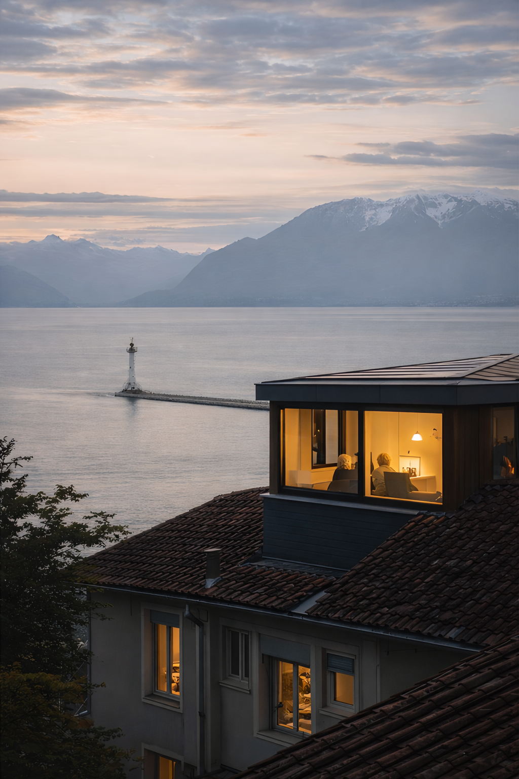 Habitation sur le bassin genevois avec vue sur le lac Léman, évoquant l’attachement à un bien immobilier et le choix du moment pour vendre.